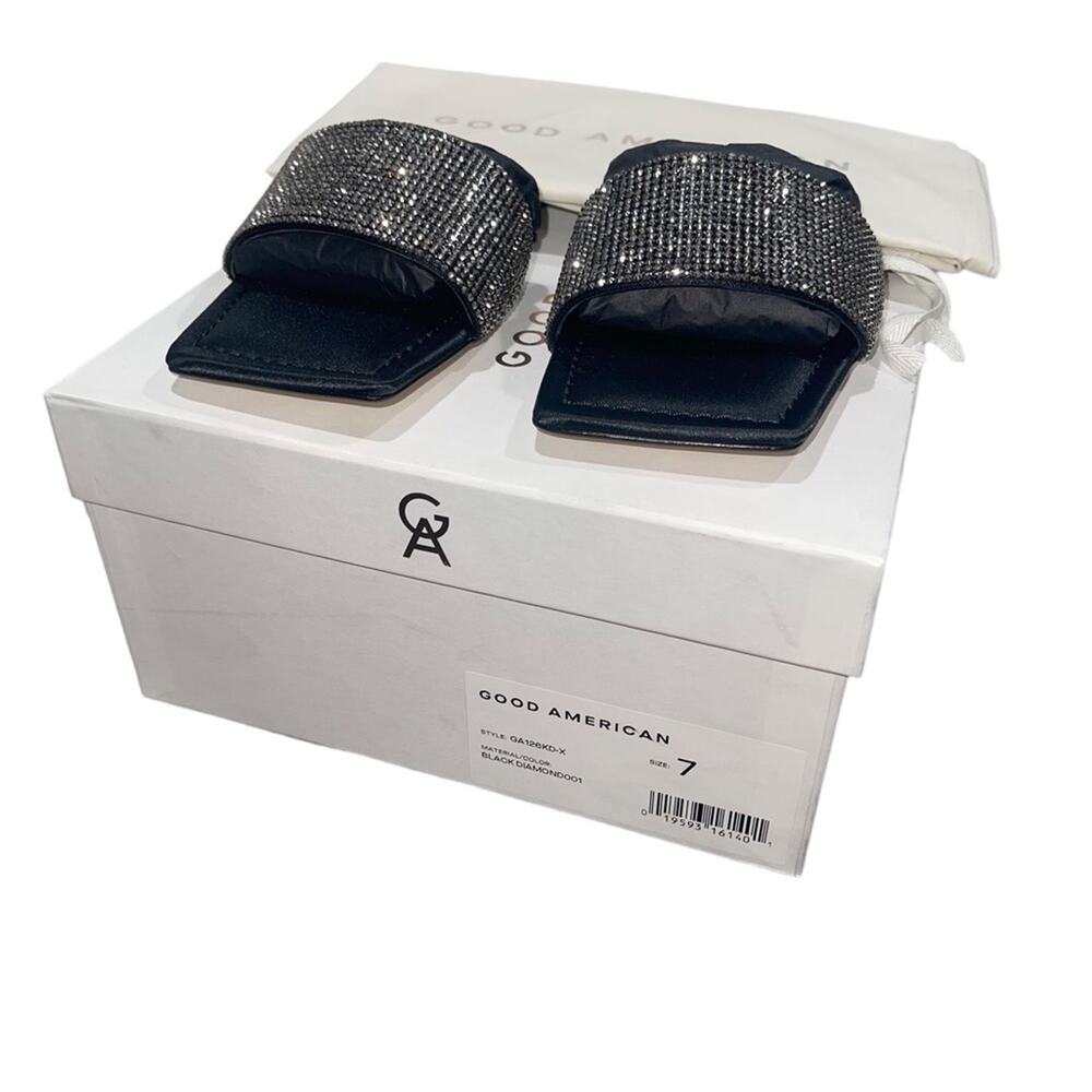 NIB! Good American Crystal Crush Shimmer Standout Slide Sandal - Size 7 - Picture 9 of 10